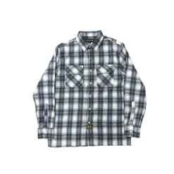 Birch Street Flannel Cream Navy Gold Plaid