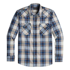 Bishop L/S Navy/Sky/Tan Plaid 22'