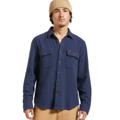 Bowery Textured Twill Overshirt Washed Navy