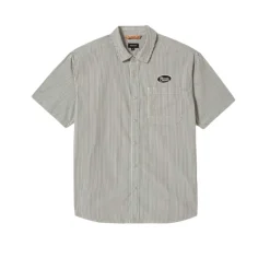 Builders Auto S/S Woven Black/ Off White Stripe