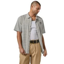 Builders Auto S/S Woven Black/ Off White Stripe