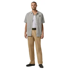 Builders Auto S/S Woven Black/ Off White Stripe