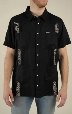 Caballero Guayabera Guitar Stripe Shirt Black/Cream