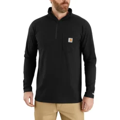 Carhartt Black Quarter Zip Mock Neck L/S Midweight