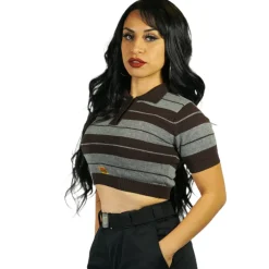 Charlie Brown S/S Crop Top Brown/Heather