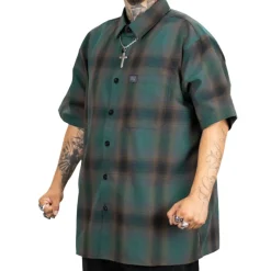 Checker S/S Flannel Shirt Black/Green