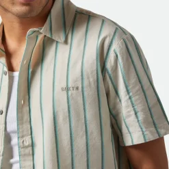 Cru Stripe SS Woven Beige/Pine Needle/Aquatic Green