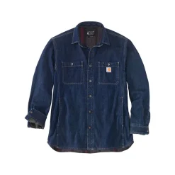 Denim Fleece Lined Snap-Front Shirt Jacket