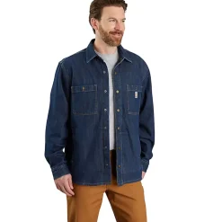 Denim Fleece Lined Snap-Front Shirt Jacket