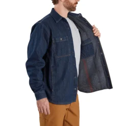 Denim Fleece Lined Snap-Front Shirt Jacket