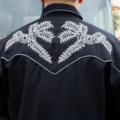 Embroidered Boot Stitch Long Sleeve Black