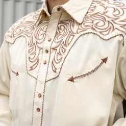 Embroidered Scroll Shirt Cream