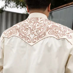 Embroidered Scroll Shirt Cream