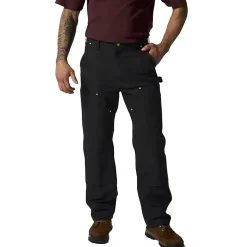 Firm Duck Double-Front Dungaree Pants Black