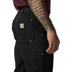 Firm Duck Double-Front Dungaree Pants Black