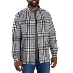 Flannel Sherpa Lined Shirt Jacket Asphalt