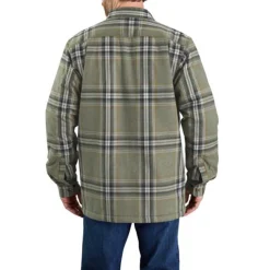 Flannel Sherpa Lined Shirt Jacket Basil Green