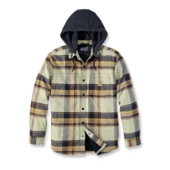 Fleece Lined Hooded Shirt Jacket Dark Brown