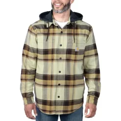 Fleece Lined Hooded Shirt Jacket Dark Brown