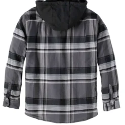Fleece Lined Hooded Shirt Jacket Black