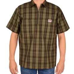 Half Zip Plaid Olive