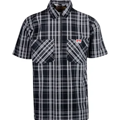 Half Zip Short Sleeve Black & White Plaid