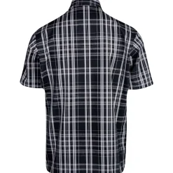 Half Zip Short Sleeve Black & White Plaid