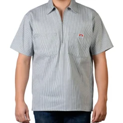 Half Zip Short Sleeve Grey Stripe