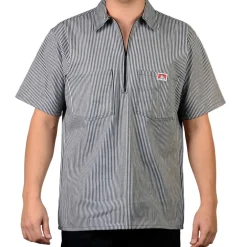 Half Zip Short Sleeve Stripe Black