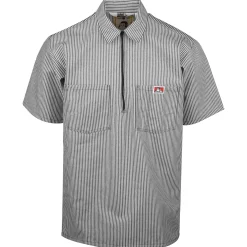 Half Zip Short Sleeve Stripe Black