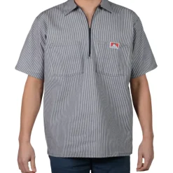 Half Zip Short Sleeve Stripe Navy