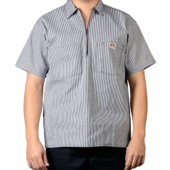 Half Zip Short Sleeve Stripe Brown