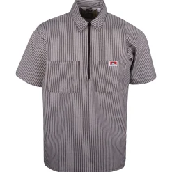 Half Zip Short Sleeve Stripe Brown