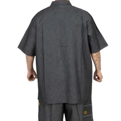 Hard Denim Short Sleeve Zip Shirt Black