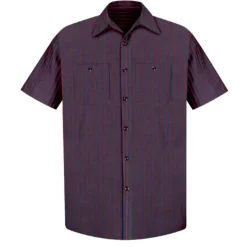 Industrial Stripe Work Shirt Red/Navy