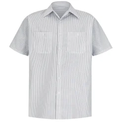 Industrial Stripe Work Shirt White/Charcoal Stripe