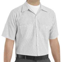 Industrial Stripe Work Shirt White/Charcoal Stripe