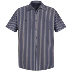 Industrial Stripe Work Shirt Khaki/Navy