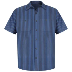 Industrial Work Shirt Blue/Charcoal Stripe