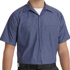 Industrial Work Shirt Blue/Charcoal Stripe