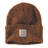 Knit Cuffed Beanie Rust/Coal Marl