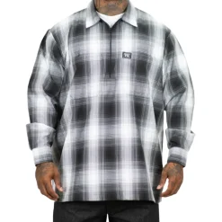 Long Sleeve Checker Zip Shirt Black/White