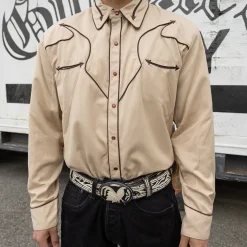 Long Sleeve Shirt Solid Piping Arrows Tan