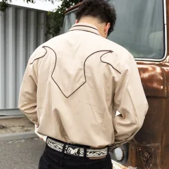 Long Sleeve Shirt Solid Piping Arrows Tan