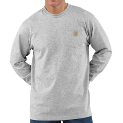 Loose Fit Heavyweight L/S Pocket Tee Heather Grey