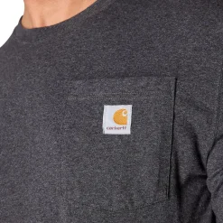 Loose Fit Heavyweight L/S Pocket Tee Carbon Heather
