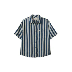 Mykonos Stripe Boyfriend S/S Woven Shirt Deep Sea Blue