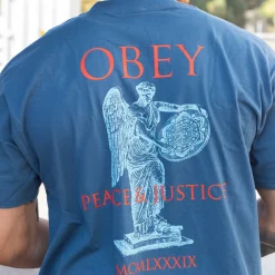 Peace & Justice Statue Tee Harbor Blue
