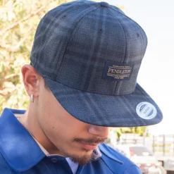 Plaid Flat Brim Hat Black Shadow Plaid