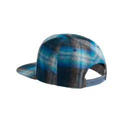 Plaid Flat Brim Hat Grey Turquoise Ombre